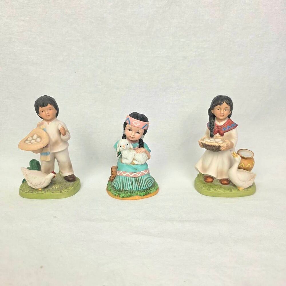 Homco Children Figurines Set Native Farm Decor Lot